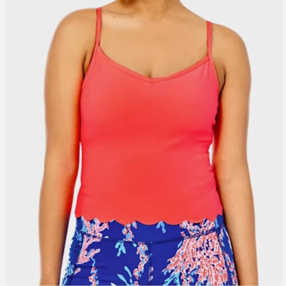 Lilly Pulitzer Luxletic Cassis Scallop Bra Tank Spicy Coral Size Small